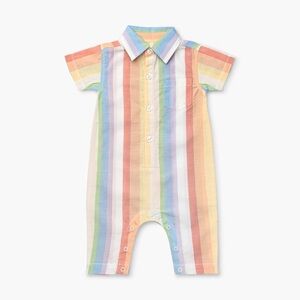 Monica + Andy Organic Cotton Rainbow Stripe One Piece Outfit Polo Size 12-18